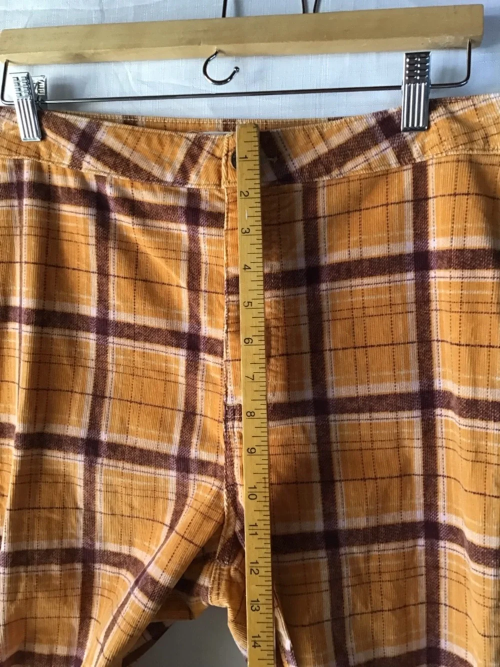 Free People women’s Yellow Plaid Wide Leg Flare Pants Size 32 Retro - Picture 10 of 15
